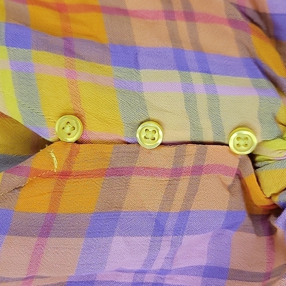BP NWT M Yellow Multicolor Tartan Plaid Long Sleeve Crop Top Clueless Preppy - Picture 2 of 14